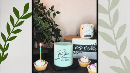 personalised refillable birthday vegan candle UK