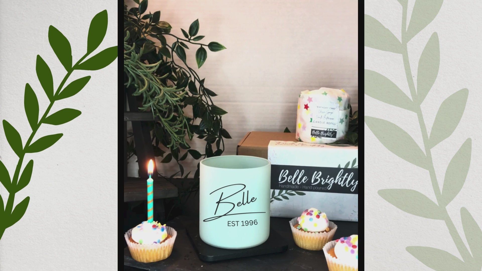 personalised refillable birthday vegan candle UK